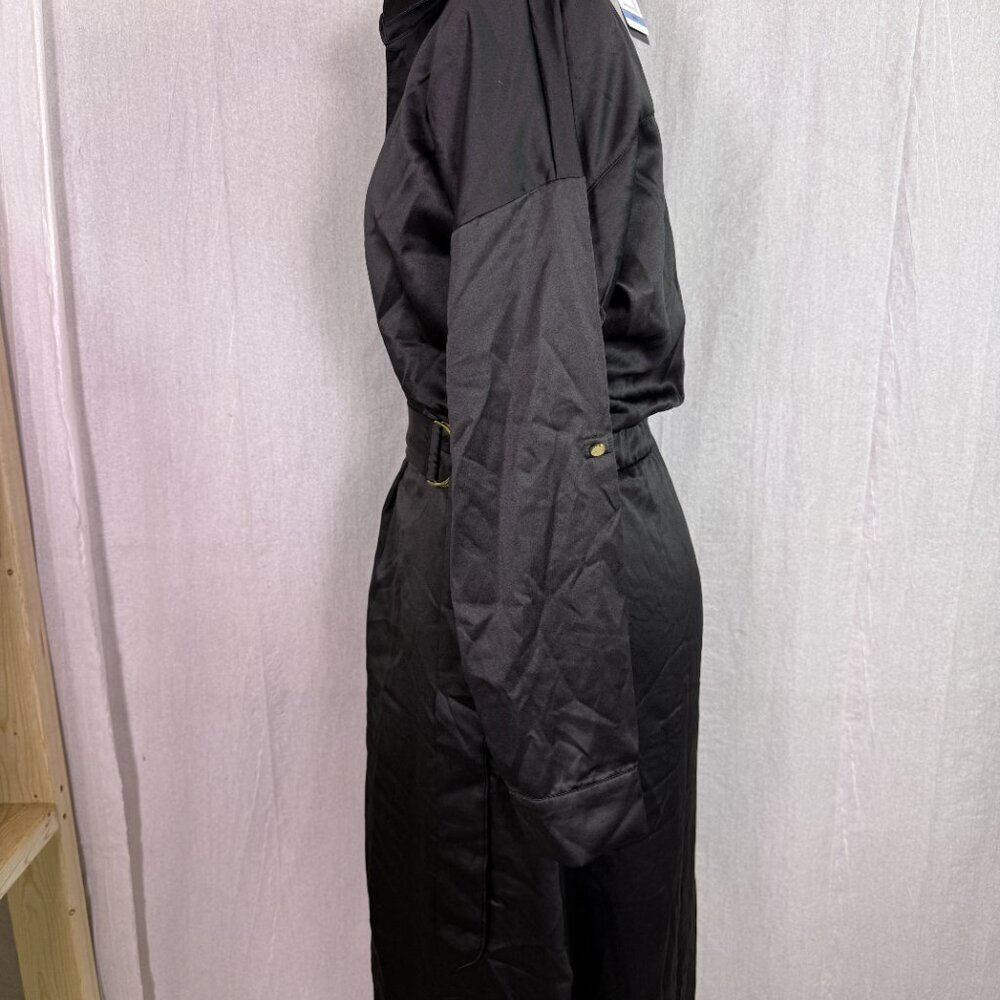French Connection Women’s Black Long Shirt Dress Size Large NWT E987 - Picture 3 of 14